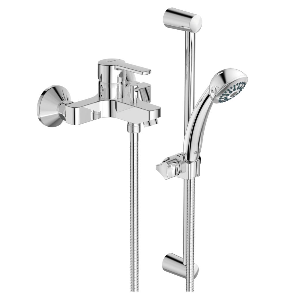 Exposed bath & shower mixer with accessories Chrome