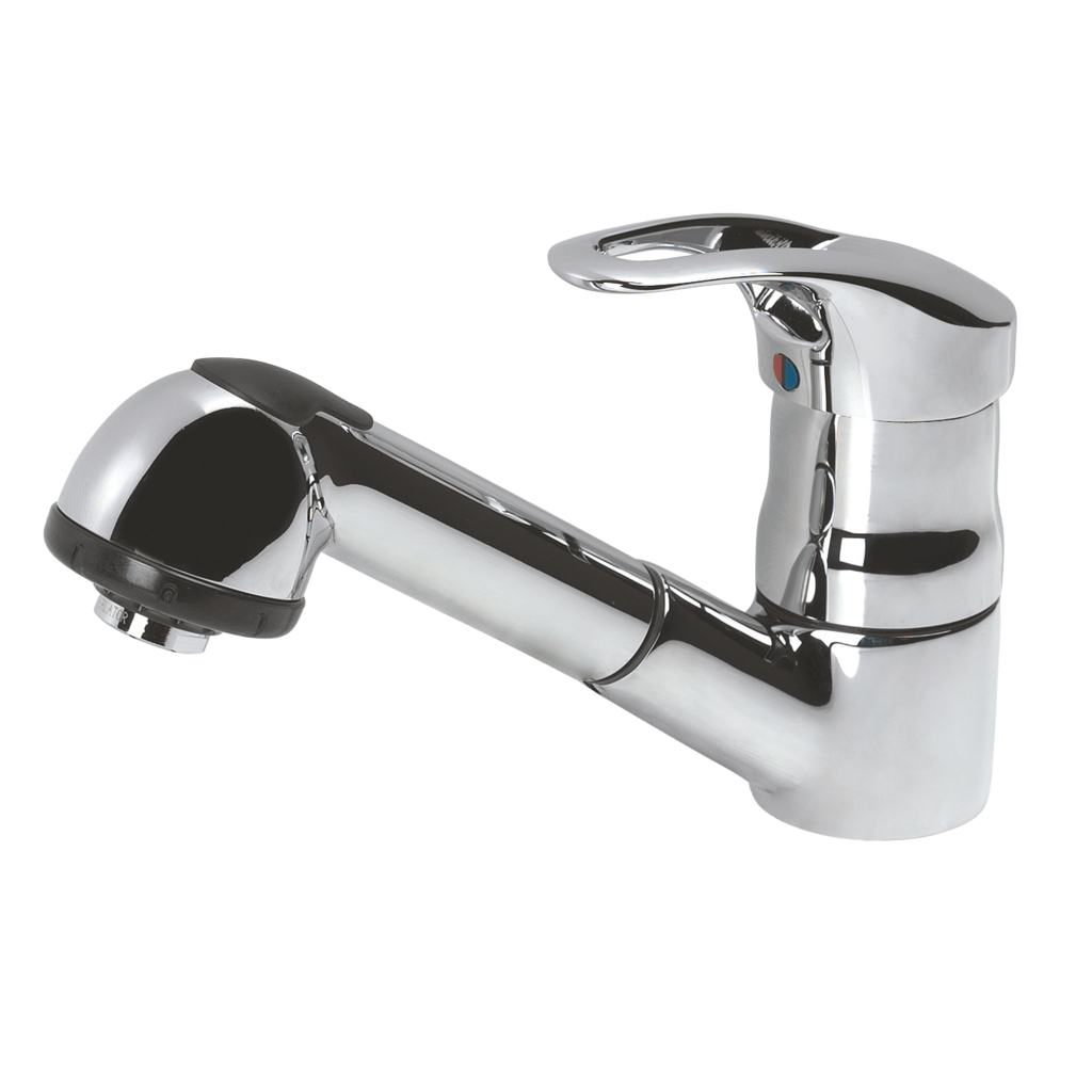 One-hole kitchen mixer with Pull-out Spout Chrome
