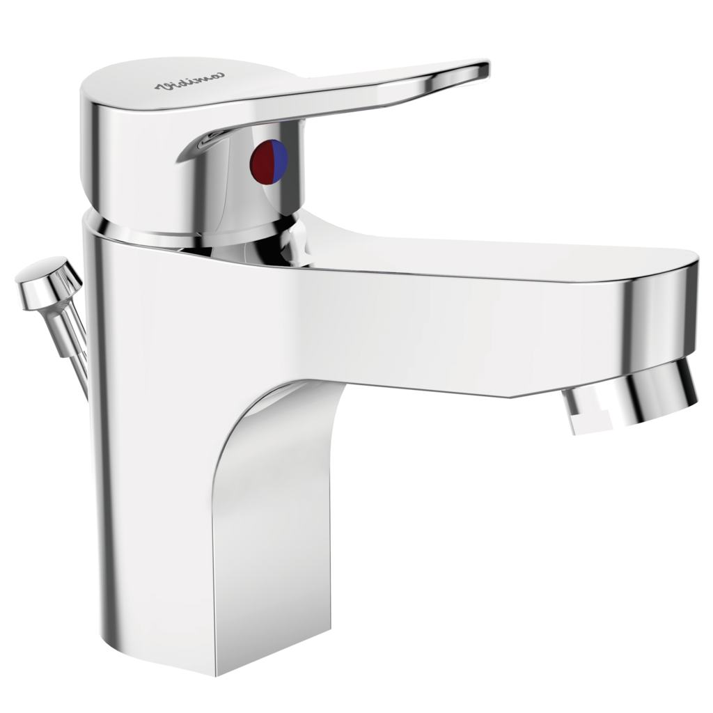 One-hole basin mixer Grande with plastic pop-up waste  Chrome