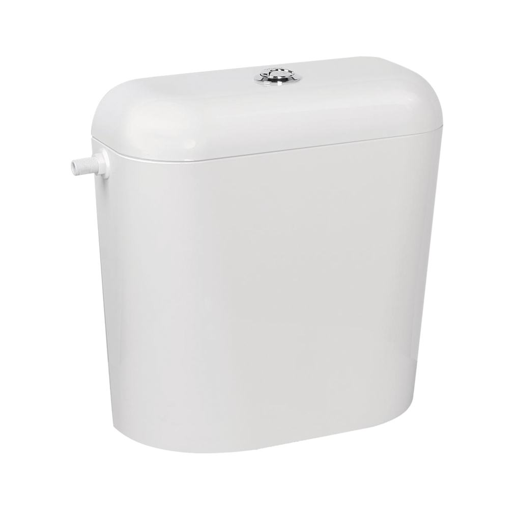 Double flush plastic cistern for single bowl Euro White