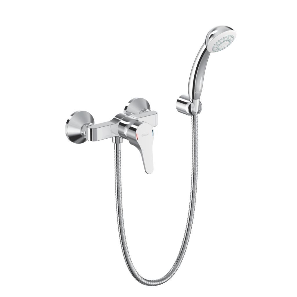 Exposed shower mixer with accessories Chrome
