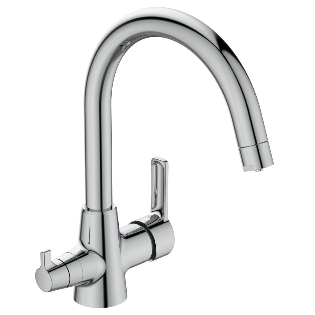 2-water-way spout kitchen mixer rim mounted  for combination with filter Chrome